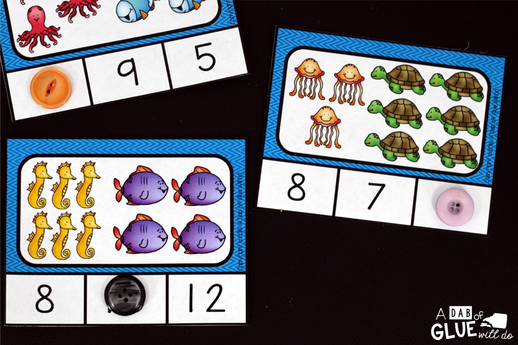Clip Cards are ideal for Counting Review! This Free Printable Ocean Count & Clip Set is ideal for your classroom or at home review! Print these clip cards!