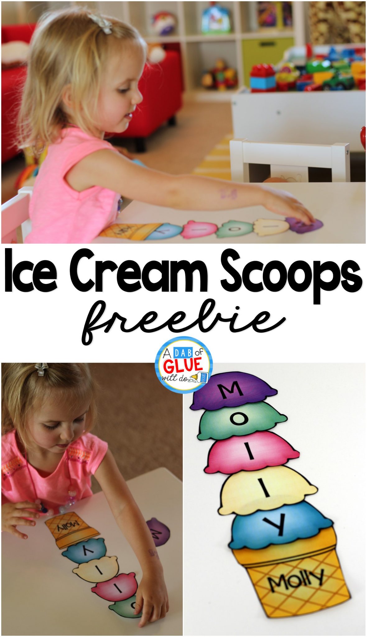 The Name Game Activity Ice Cream Scoops Freebie