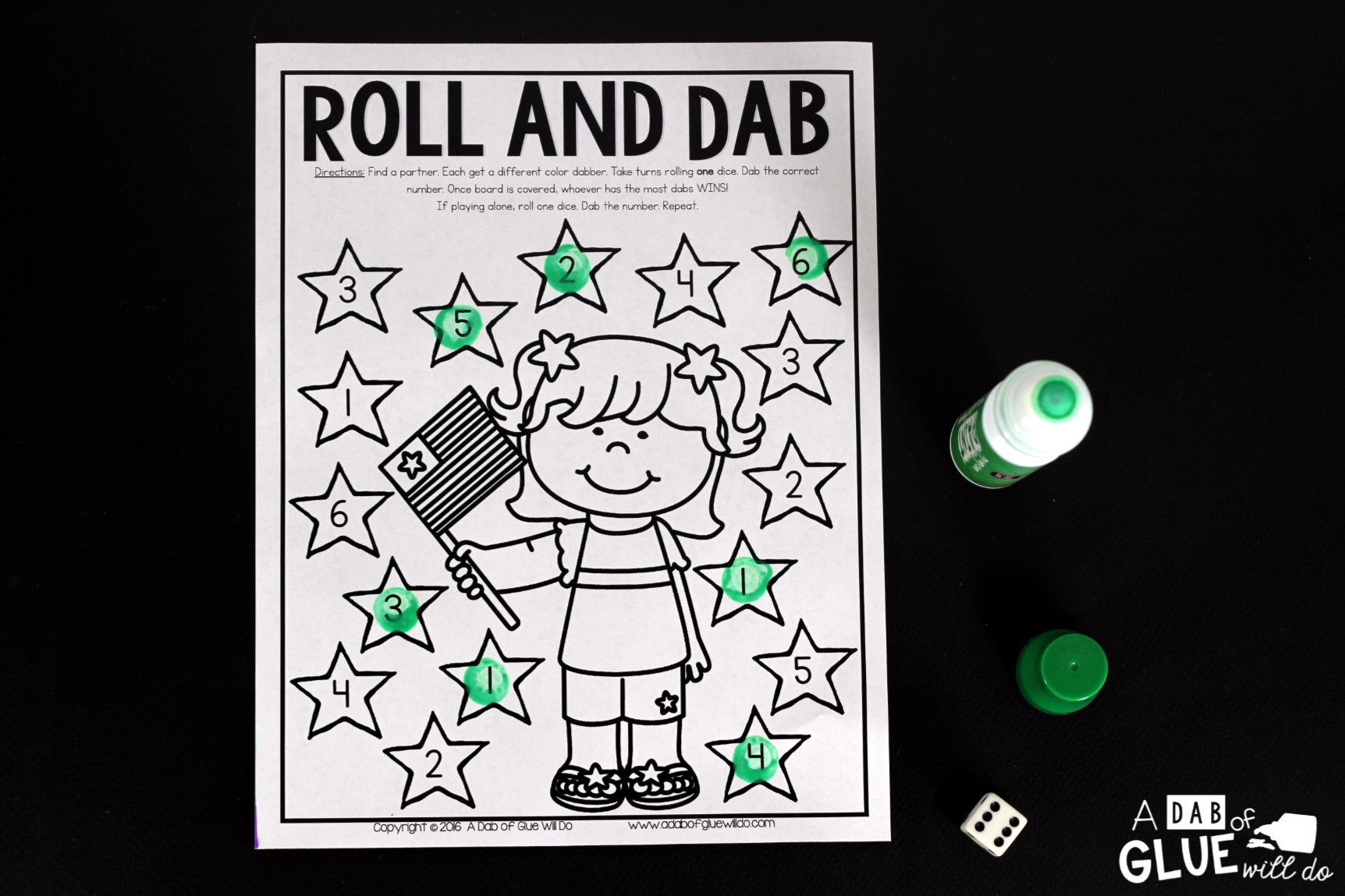 Patriotic Roll and Dab is a fun and engaging activity for students to practice their math skills. There are three levels to allow for a variety of ages or skill levels.
