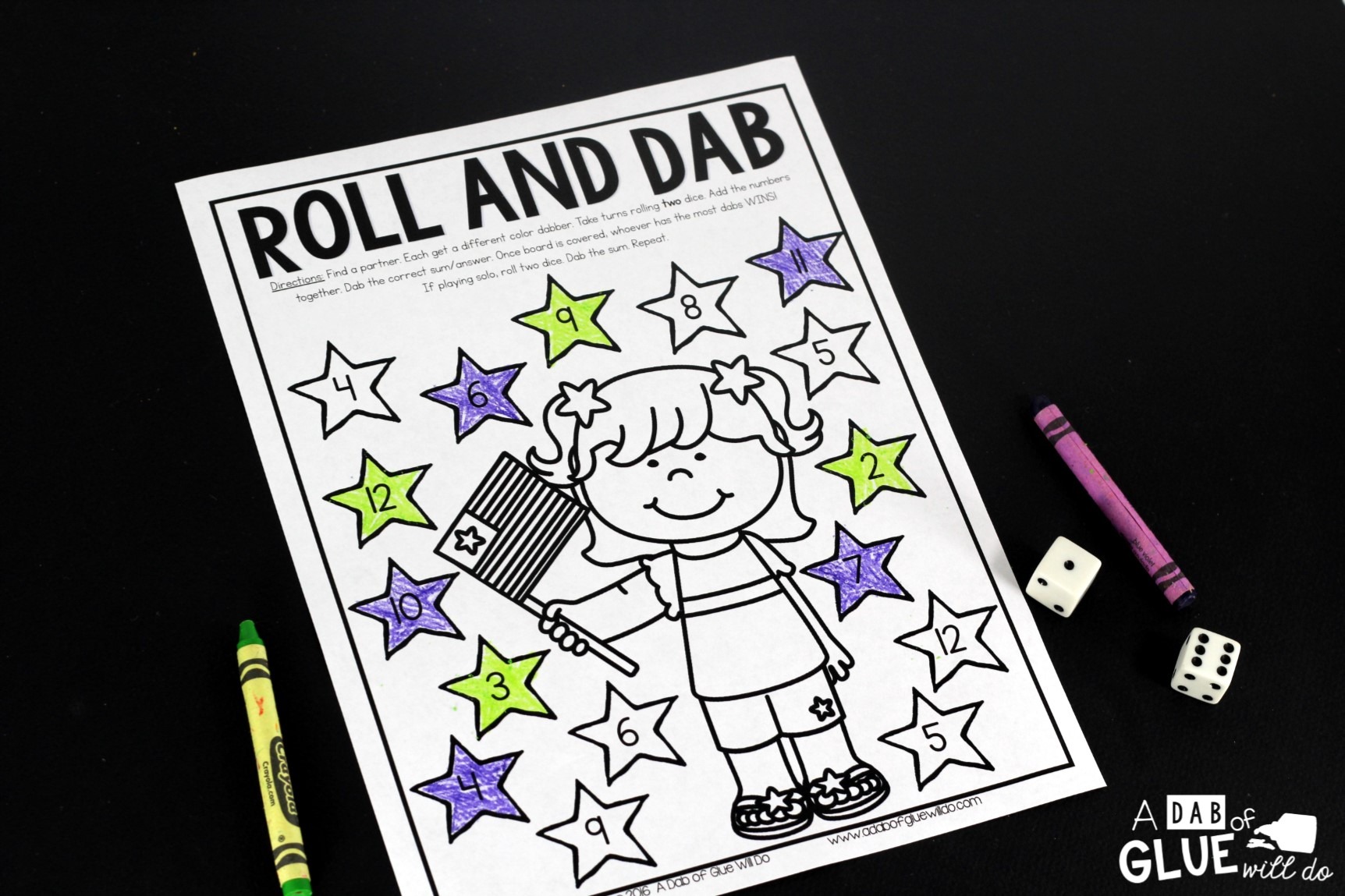 Patriotic Roll and Dab is a fun and engaging activity for students to practice their math skills. There are three levels to allow for a variety of ages or skill levels.