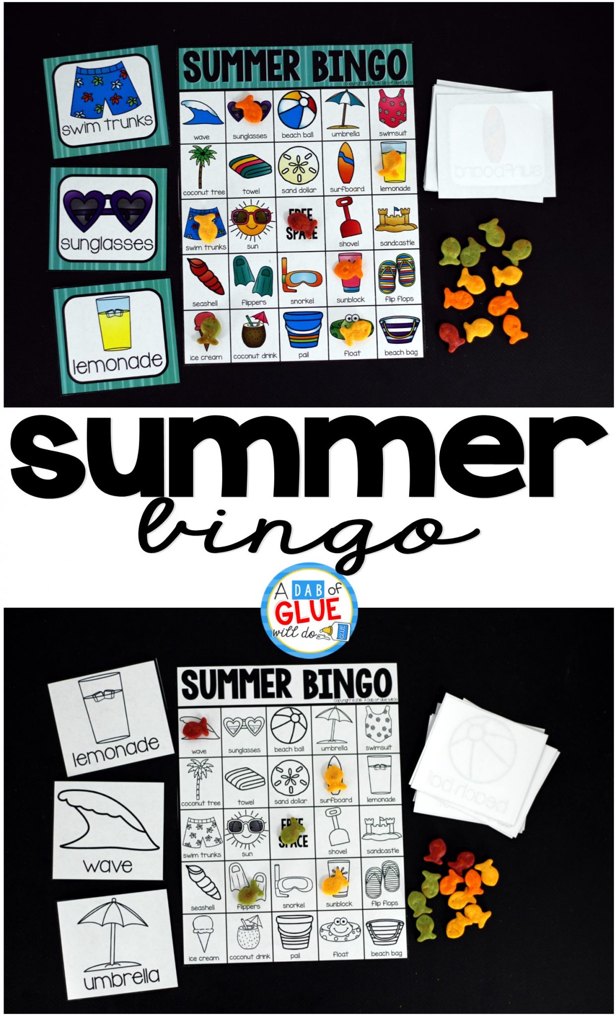 Play Bingo with your elementary age students for a fun summer themed game! Perfect for large groups in your classroom or small review groups. Add this to your summer party with 30 unique summer Bingo boards or end of year celebration with your students! Teaching cards are also included in this fun game for young children! Black and white options available to save your color ink. 