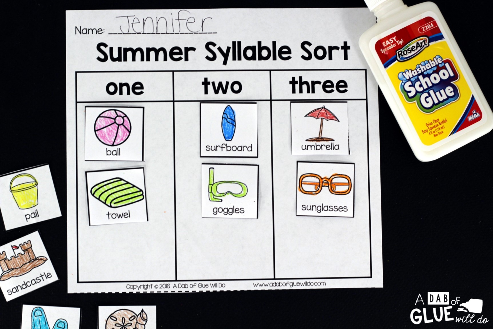 Summer is in full gear here in Texas and what better way to celebrate than with a Summer Syllable Sort. This product is something that you can easily do at home over the summer for a refresher activity or place in a center for classroom use. Teachers and parents have enough on their plate so low prep is sometimes the right answer and this resource requires you to do very little. Simply print and laminate for extra durability. Cut out a few cards and then you are ready to go!