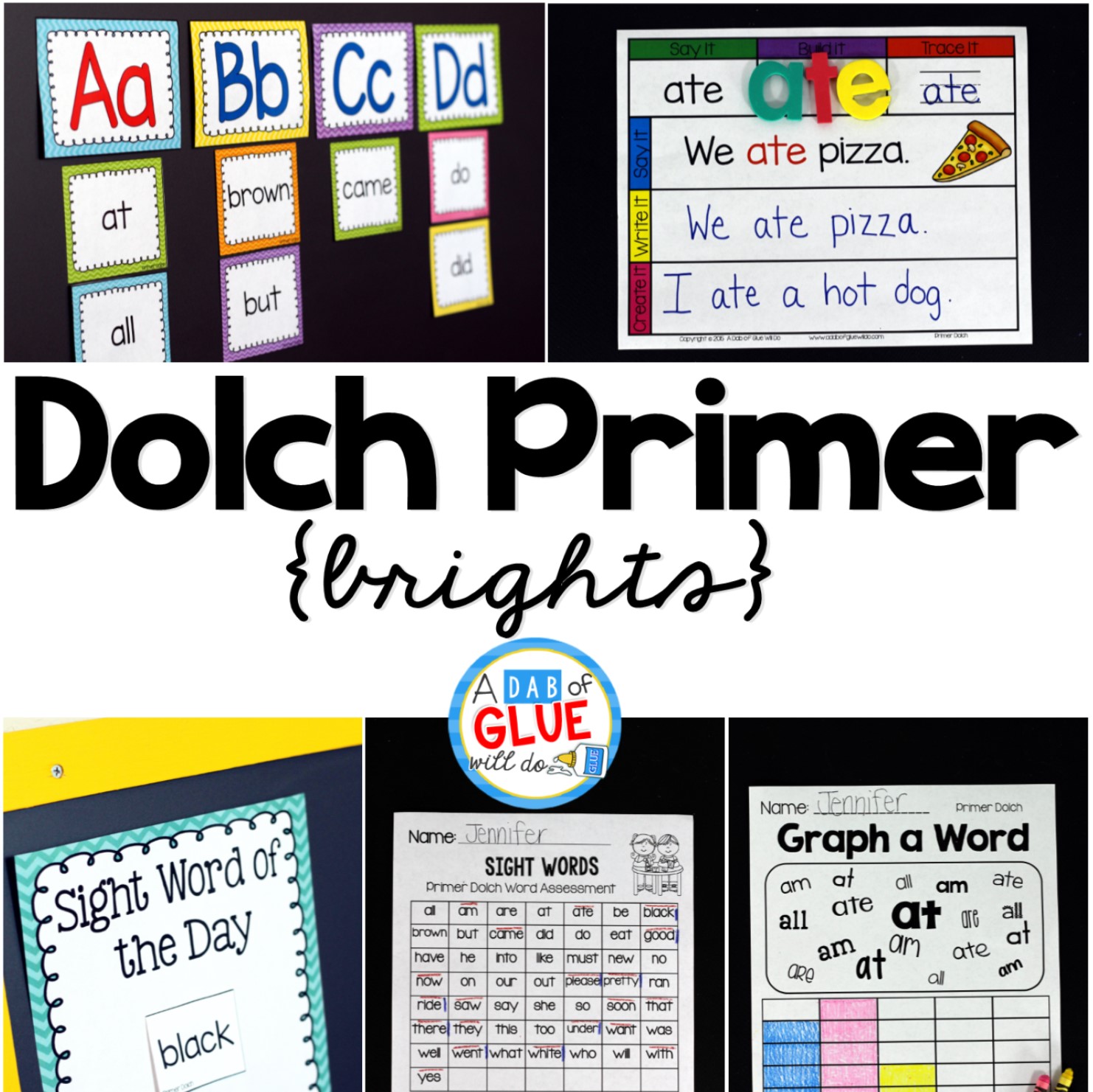 Engage your class in Dolch Primer {Brights} sight word activities, literacy centers, and word wall! This unit is perfect for literacy centers in Kindergarten, First Grade, and Second Grade classrooms and packed full of inviting student activities.  Students will learn using their favorite alphabet games, Play Doh word mats, Tic-Tac-Toe, and more! This pack is great for homeschoolers with a student assessment included!