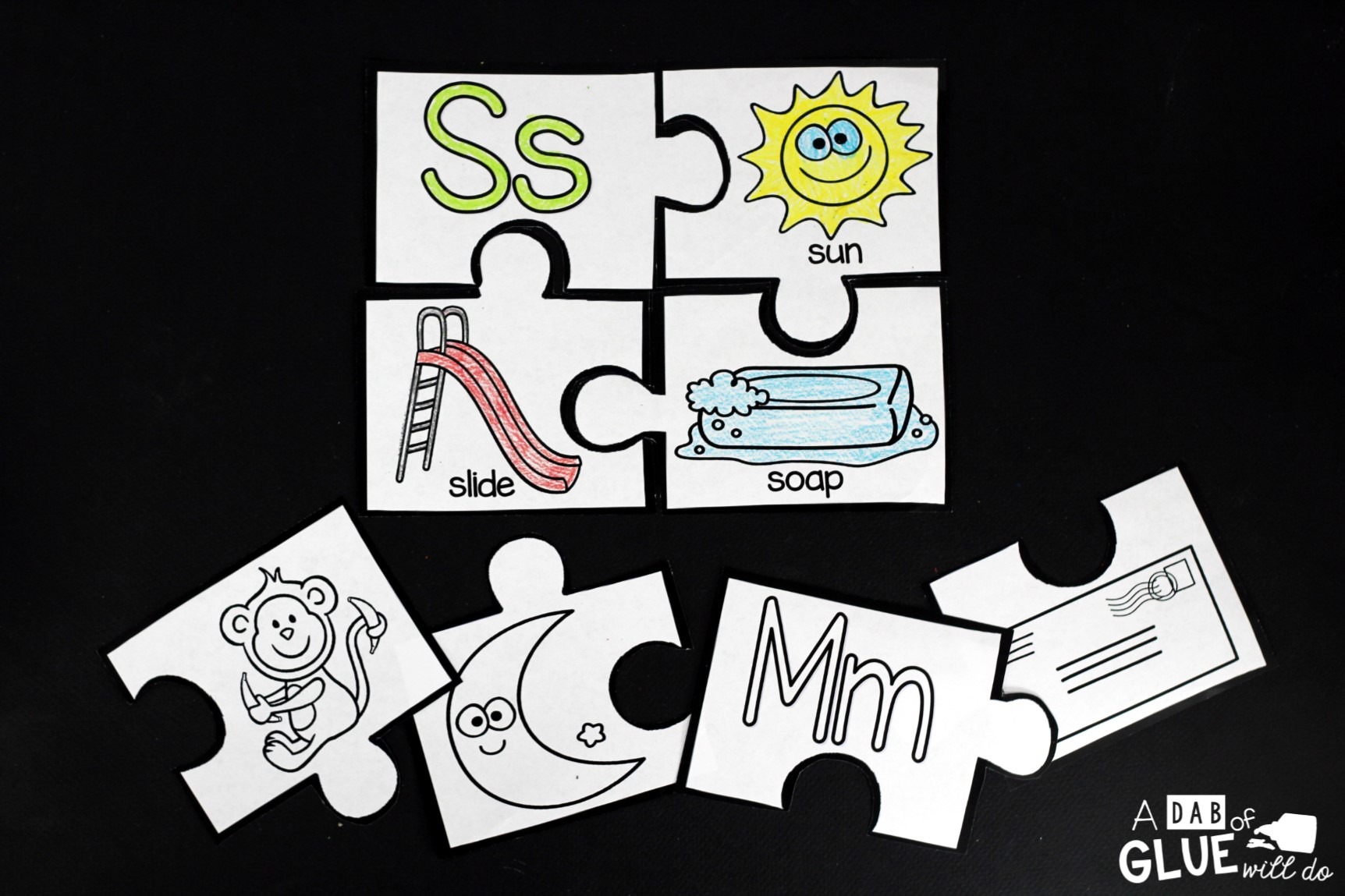Help your preschoolers learn their ABCs with Alphabet Puzzles! Use in your homeschool, Kindergarten, or First Grade classrooms. Color and black and white versions included! Review beginning sounds using version one of alphabet puzzle with the word accompanying the picture. Then move students to version two which requires students to use their sounds to put the puzzle pieces back together.