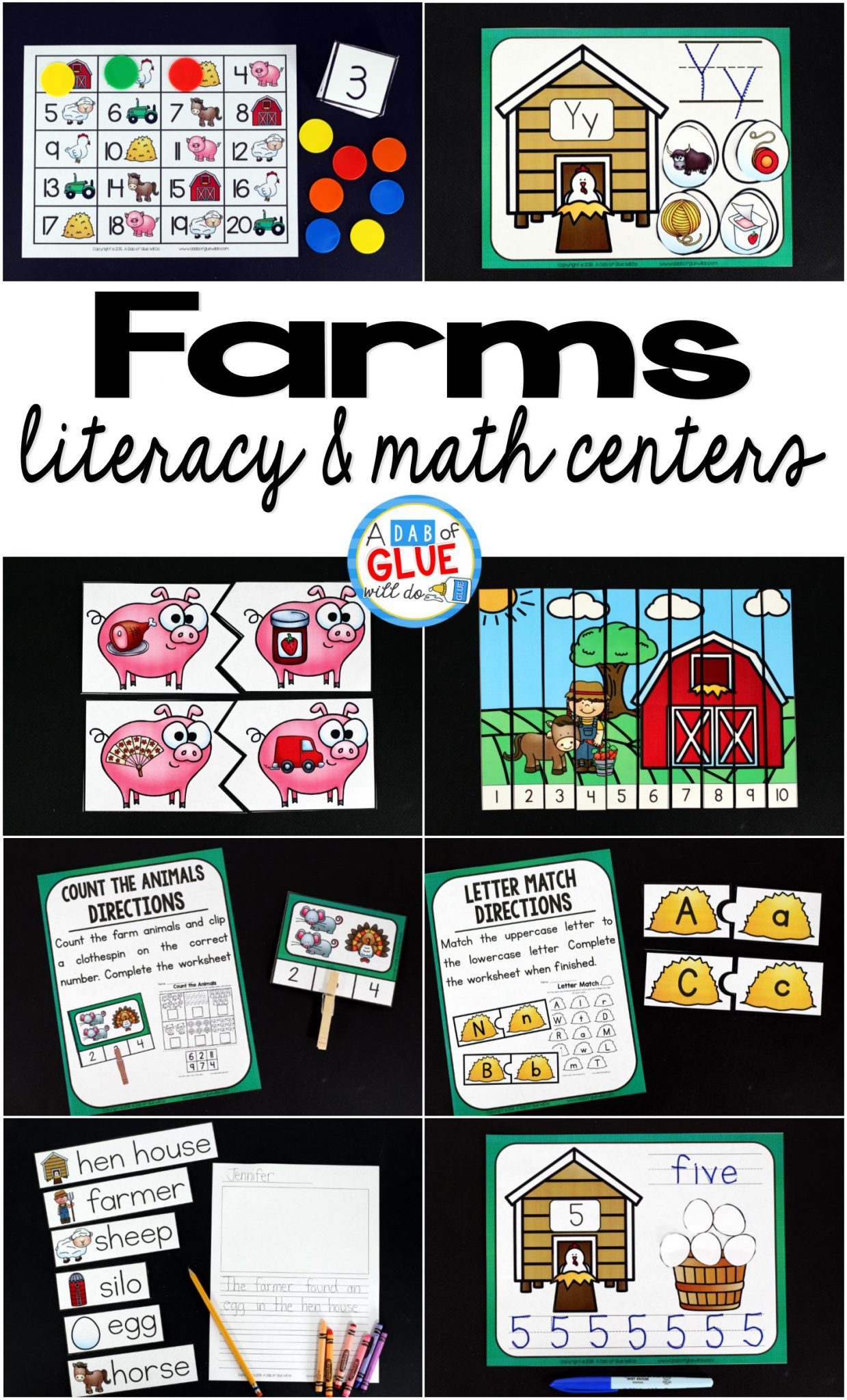 Engage your class in an exciting hands-on experience learning more about farms! This Farm Literacy and Math Centers resource is perfect for language arts and math centers in preschool, pre-K, Kindergarten, and First Grade classrooms and packed full of inviting student activities. Celebrate fall or spring with farm themed center student worksheets.