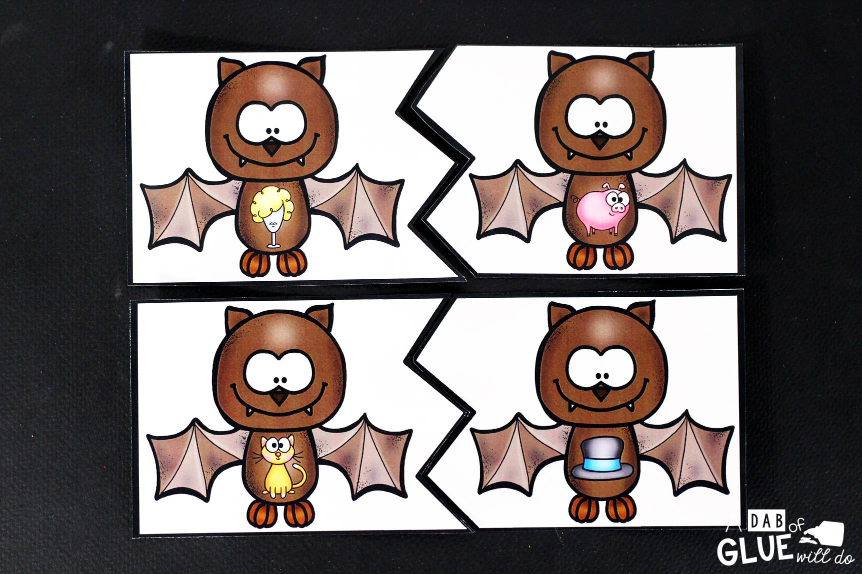Rhyming Bats is the perfect addition to your literacy centers during the fall and Halloween months. These printables are perfect for kindergarten and first grade. 