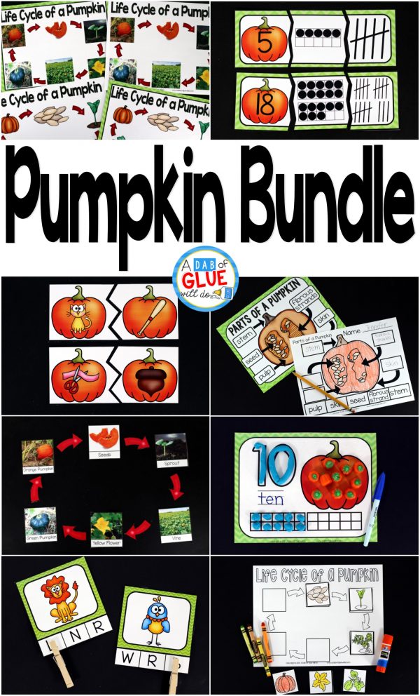 Engage your class in an exciting hands-on experience learning more about pumpkins! This Pumpkin Bundle is perfect for centers in Kindergarten, First Grade, and Second Grade classrooms and packed full of inviting student activities. Celebrate Fall with pumpkin themed center student worksheets. Students will learn more about pumpkins using puzzles, worksheets, clip cards, subtraction mats and more! This pack is great for homeschoolers, hands-on kids activities, and to add to your unit studies! Teachers will receive the complete unit for Autumn pumpkin math, science, and literacy activities to help teach about pumpkins to your lower elementary students!