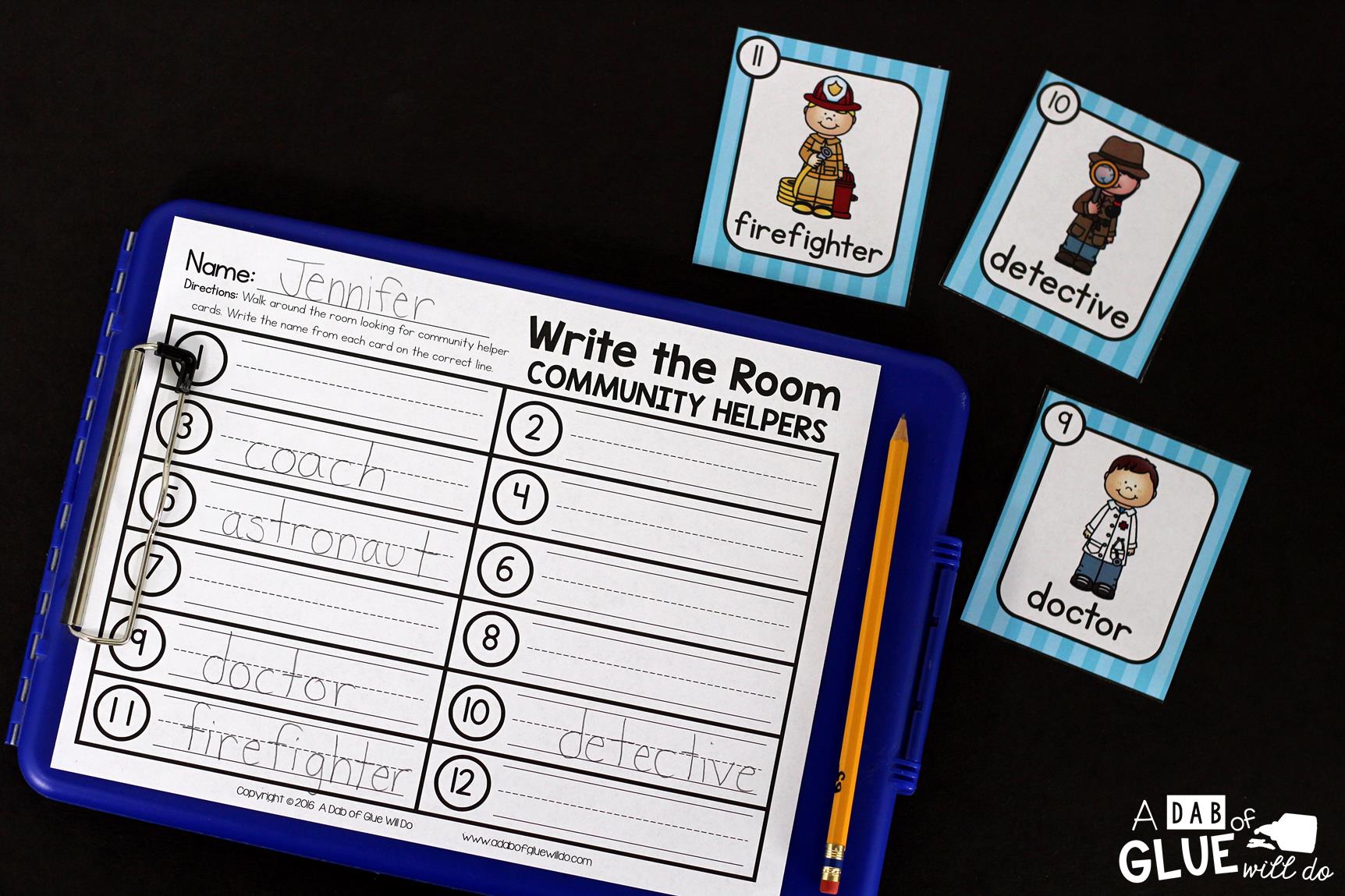 Community Helpers Write and Color the Room is the perfect addition to your community helper unit. This printable is great for preschool, kindergarten, and first grade students. 