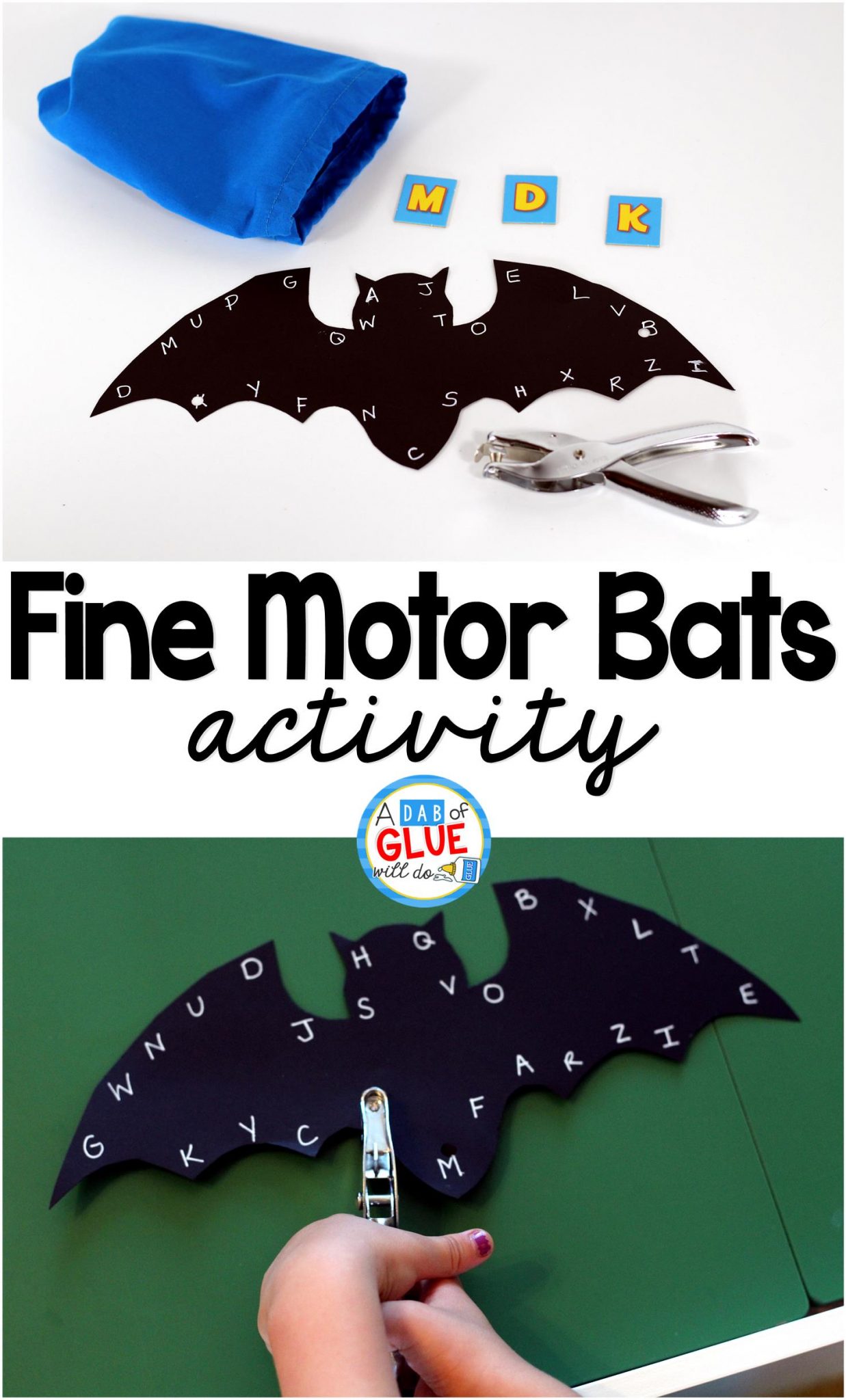 Fine Motor Bats is a great hands-on activity for students to review their letters, numbers, or sight words, while working on fine motor skills. It is perfect for preschool, kindergarten, and first grade students.