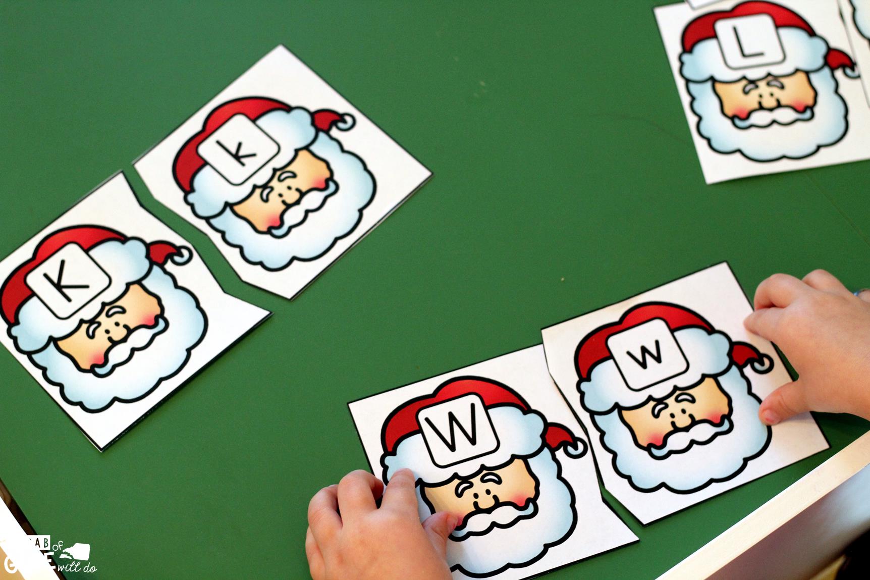 Santa Letter Puzzles is the perfect hands-on addition to literacy centers this Christmas and holiday season. This free printable is perfect for preschool and kindergarten students. 