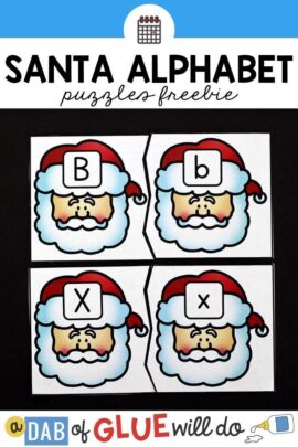 Santa puzzles to practice matching upper and lowercase letters