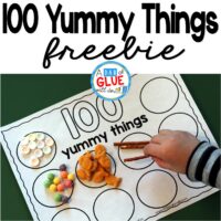 100 Yummy Things is the perfect addition to your 100th day of school celebrations. This free printable will encourage your students to practice counting to 100. It's perfect for preschool, kindergarten, and first grade students.