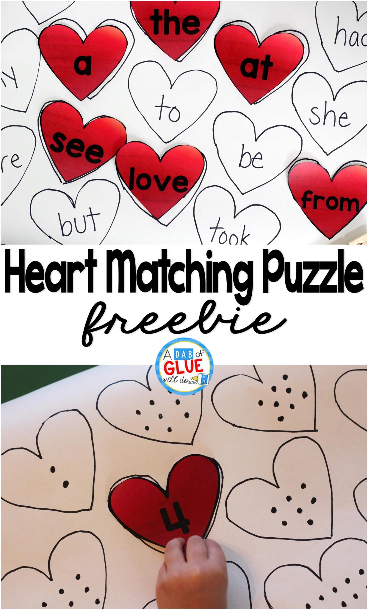Heart Matching Puzzle is the perfect way to have your students review the alphabet, numbers, sight words, or addition and subtraction. This easy, DIY activity is perfect for toddlers, preschool, kindergarten, first grade, and second grade. 