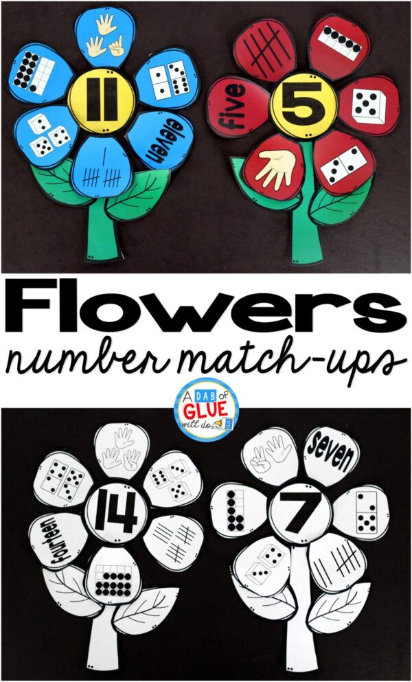 Make learning fun with this themed Flowers Number Match-Up. Your elementary age students will love this fun spring themed math center! Perfect for math stations or small review groups. Use in your Preschool, Kindergarten, and First Grade classrooms. Black and white options available to save your color ink.
