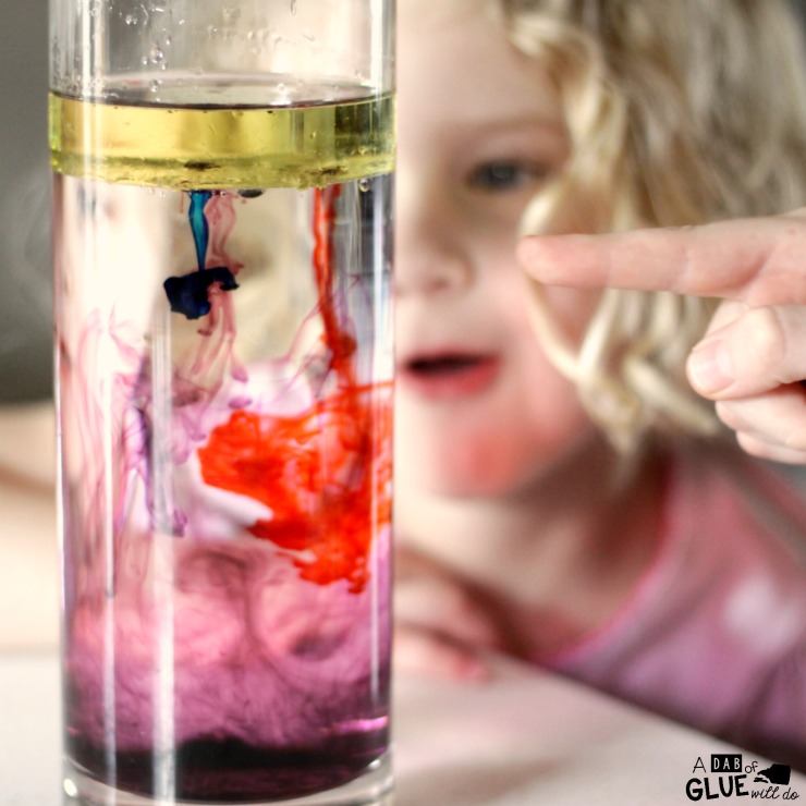 Kids in preschool, kindergarten, and first grade learn simple and fundamental science concepts from performing this oil and water science activity.