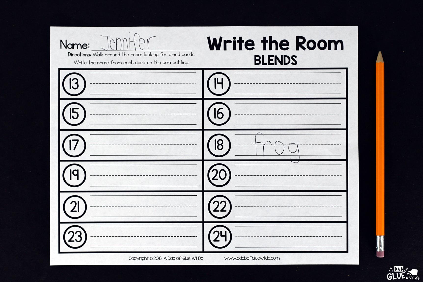 Write the Room Blends is the perfect literacy center that combine movement and learning, while having fun learning. This free printable is perfect for preschool, kindergarten, and first grade students. 
