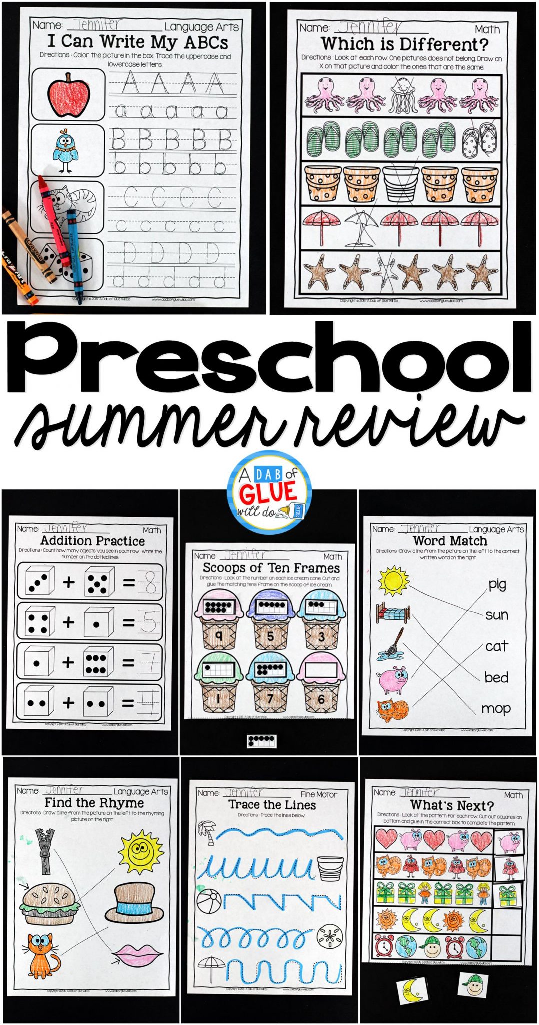 The perfect NO PREP Preschool (Pre-K) Summer Review to help your Preschool (Pre-K) students with hands-on learning over summer break! Give your students going into Kindergarten fun review printables to help prevent the summer slide and set them up for Kindergarten success. This kindergarten prep packet is also perfect for a back to school refresher that will have your students ready for the new school year in no time. This review is packed full of engaging homework review activities that will bring a smile to their sweet faces as they work on math, fine motor, language arts! Parents will enjoy the student's focus on summer homework and Kindergarten teachers will LOVE their new students ready for Kindergarten work. Simply print, staple, and send home with your students before the end of year.