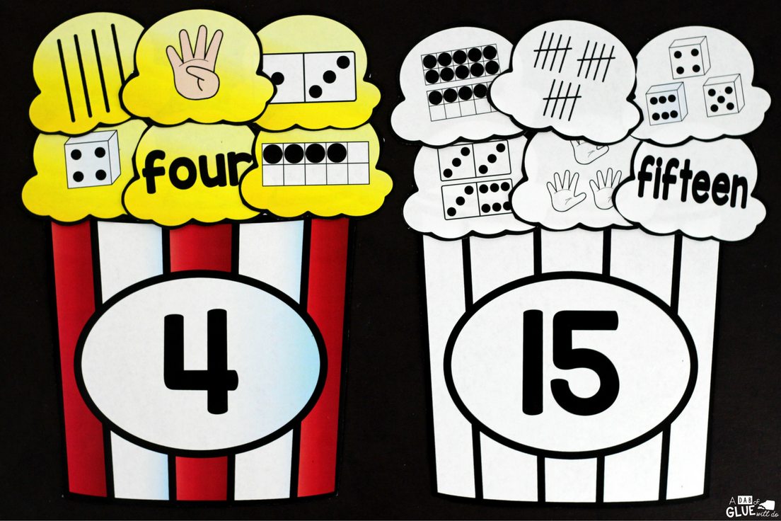 Make learning fun with these themed Popcorn Initial Sound and Number Match-Ups. Your elementary age students will love this fun popcorn themed literacy center and math center! Perfect for literacy stations, math stations, or small review groups all year long. Use in your Preschool, Kindergarten, and First Grade classrooms. Black and white options available to save your color ink.