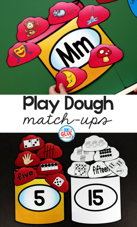 Play Dough Initial Sound and Number Match-Ups
