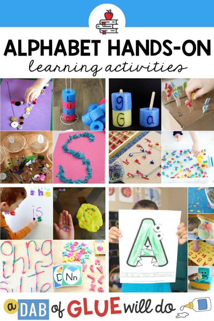 A collection of hands-on alphabet learning activities for kids