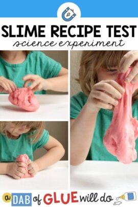 A child testing homemade slime.