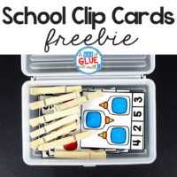 School Clip Cards Printable is great math activity for students to practice numbers and counting.  This free printable is perfect for preschool, kindergarten, and first grade students.