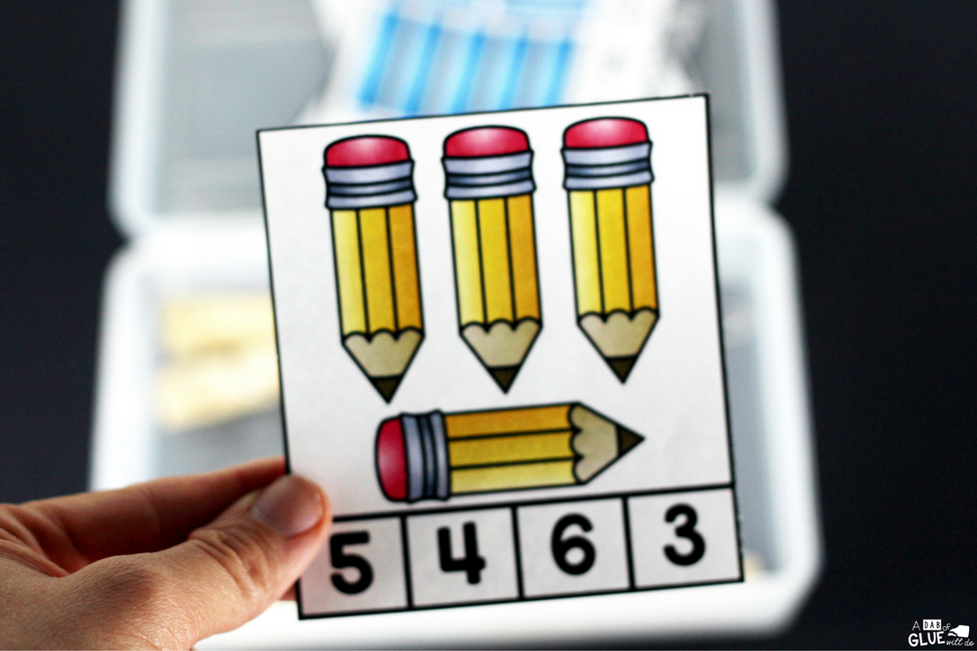 School Clip Cards Printable is great math activity for students to practice numbers and counting.  This free printable is perfect for preschool, kindergarten, and first grade students.
