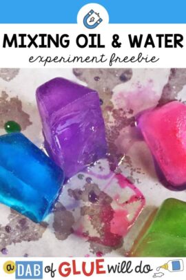 Colorful ice cubes from this oil and water mixing activity