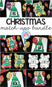 Make learning fun with these Christmas Match-Ups Bundle. This includes themed centers for Initial Sounds, Middle Sounds, Ending Sounds, Blends, Digraphs, and Number Match-Ups. Your elementary age students will love this fun Christmas themed literacy center and math center! Perfect for literacy stations, math stations, or small review groups this Christmas. Use in your Preschool, Kindergarten, and First Grade classrooms. Black and white options available to save your color ink.