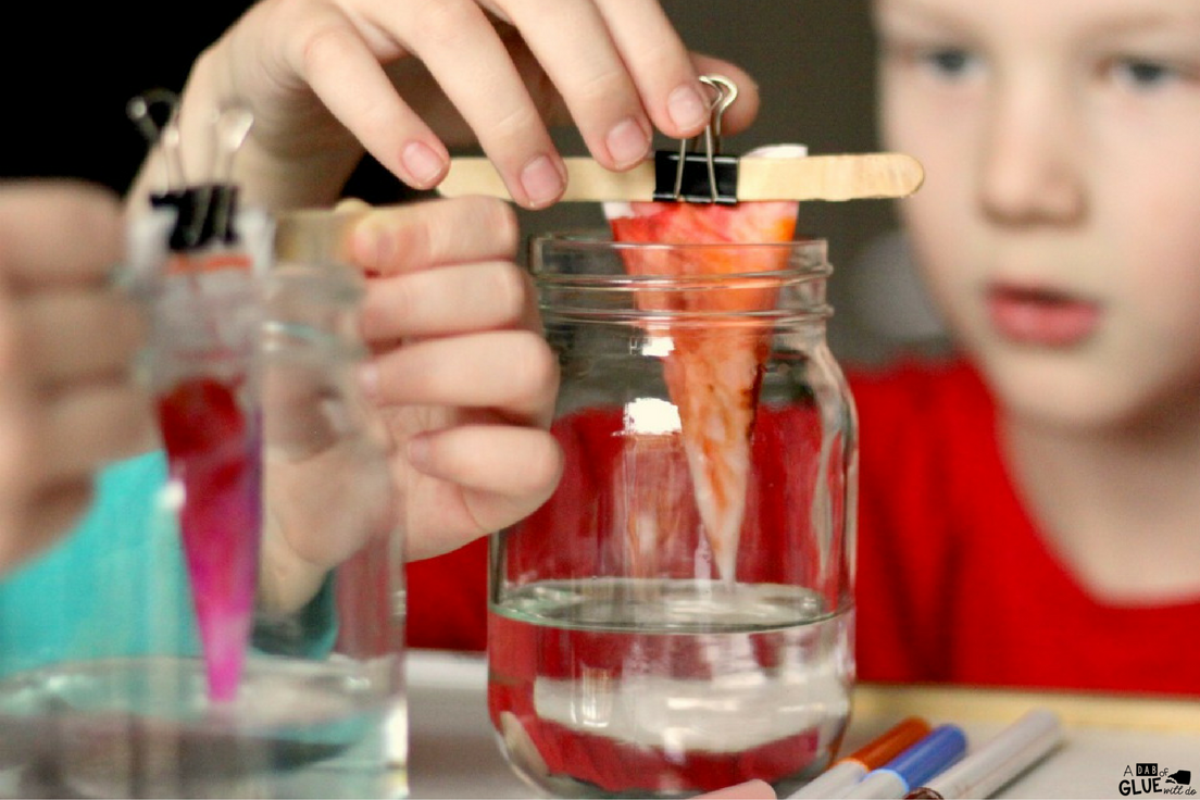 Create this 5 minute craft with this kid made chromatography! This is a simple science experiment for your STEM classroom that includes an easy art lesson.