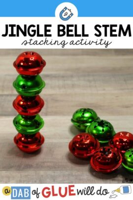 red and green jingle bells stacked on top of each other