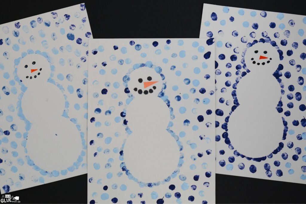 Snowman thumbprint craft for January classroom activities