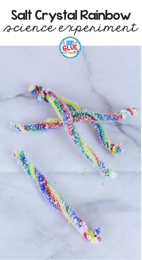 This Salt Crystal Rainbow Science for Kids is perfect for your spring STEM lesson or your color science lesson for kids. It's a simple science idea too!