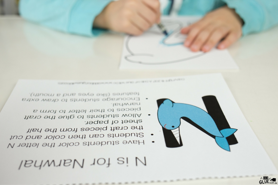 This letter of the week craft is perfect for your kids that love animals. Animal Alphabet N is for Narwhal craft is a free printable for kindergarteners!