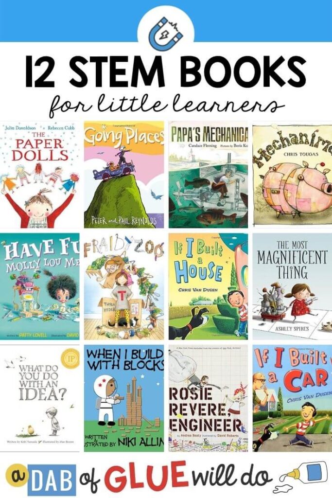 12 book covers of STEM read alouds