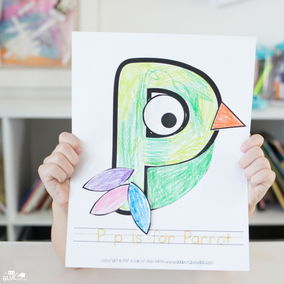 The Animal Alphabet P is for Parrot Craft is perfect for your letter of the week activity! It's an easy letter learning craft or bird craft for kindergarten.