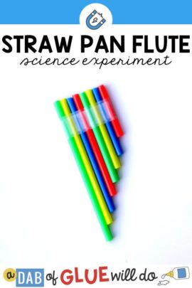 A straw pan flute made with tape and different color straws