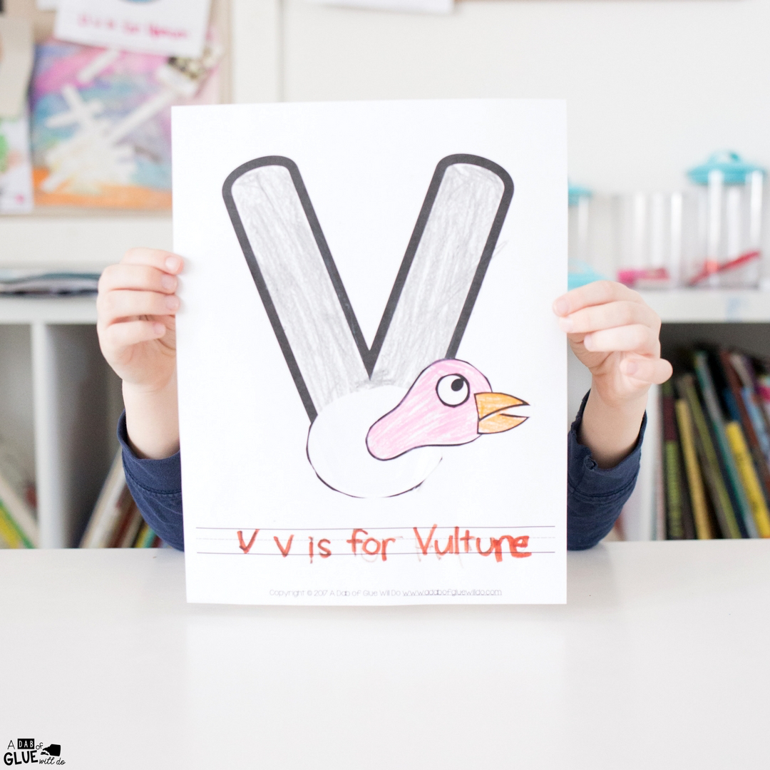 The completed Animal Alphabet: V is for Vulture craft.