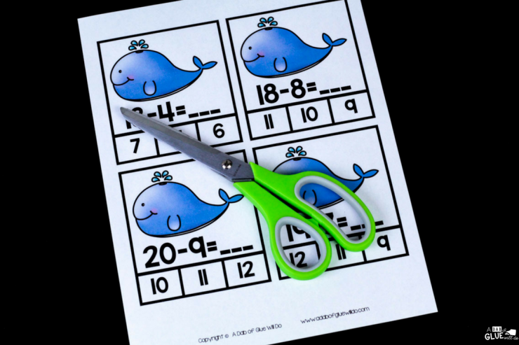 Include these hands-on and FUN whale subtraction clip cards into your math centers. Perfect for anytime of the year or for an ocean themed unit.