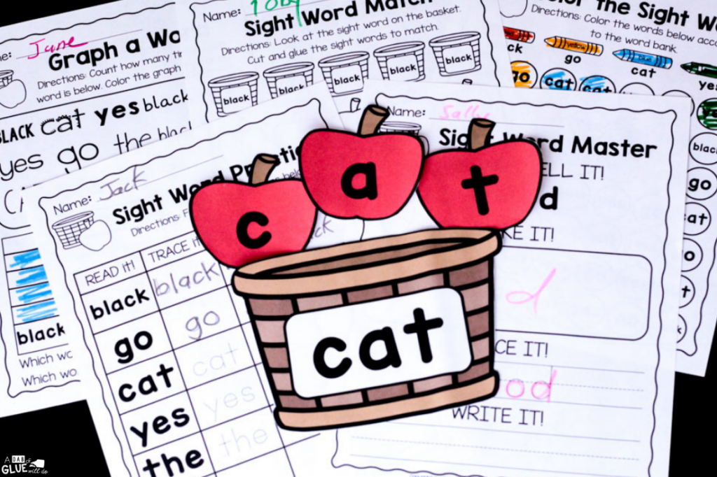 Apple Editable Sight Word Activity - A Dab of Glue Will Do