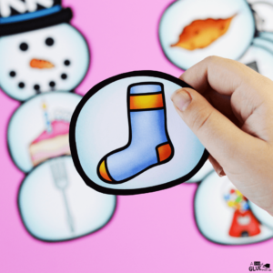 Snowman Ending Sound Match-Up - A Dab of Glue Will Do
