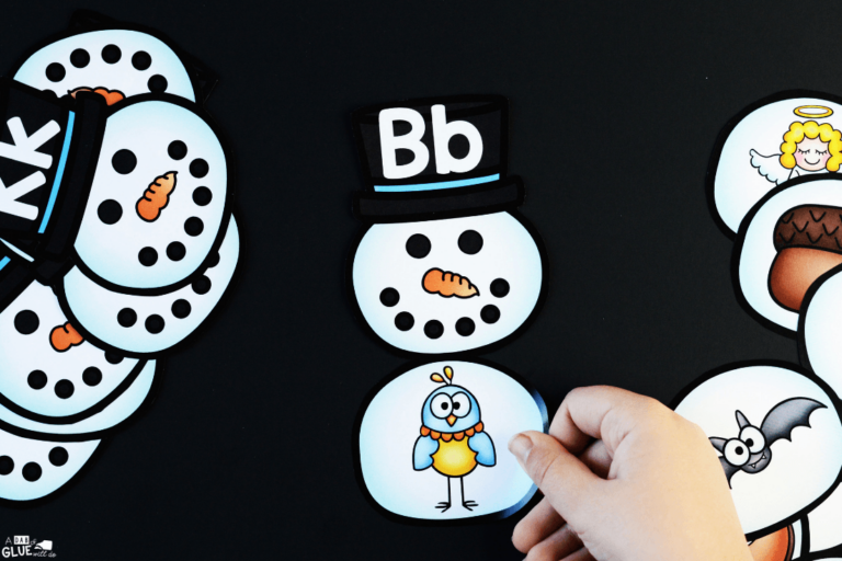 Snowman Initial Sound Match-Up - A Dab of Glue Will Do