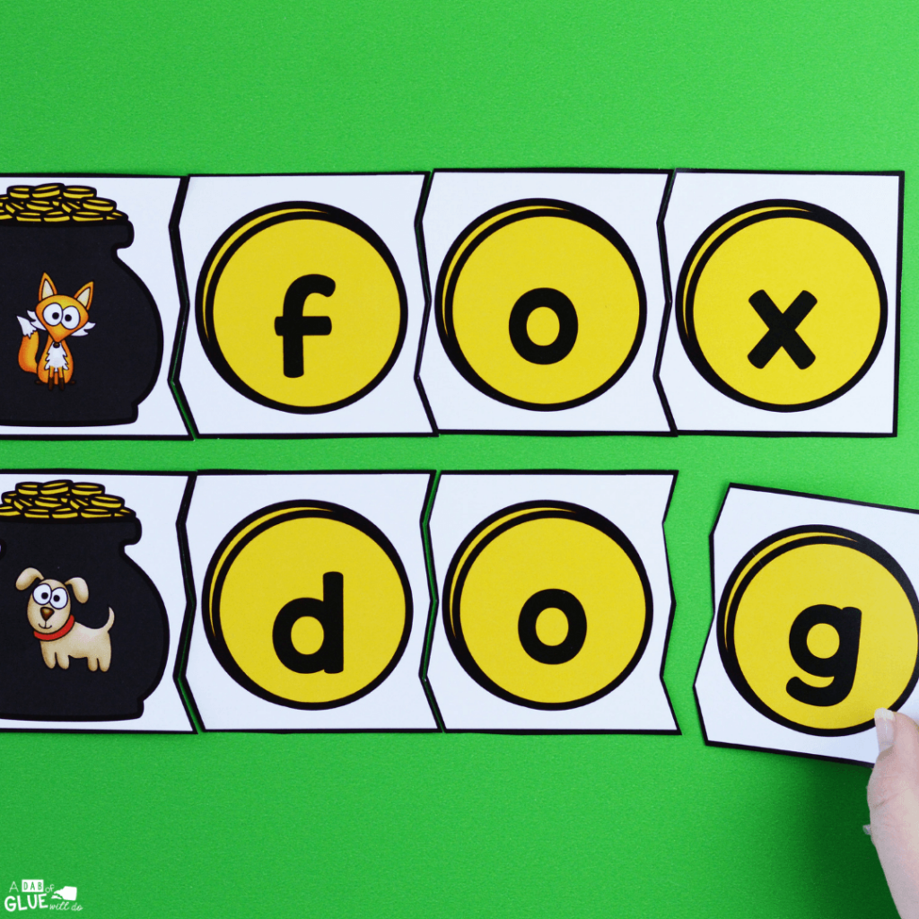 Using these St. Patrick's Day CVC puzzles will help your students to build their phonemic awareness using single syllable words in a hands-on way.