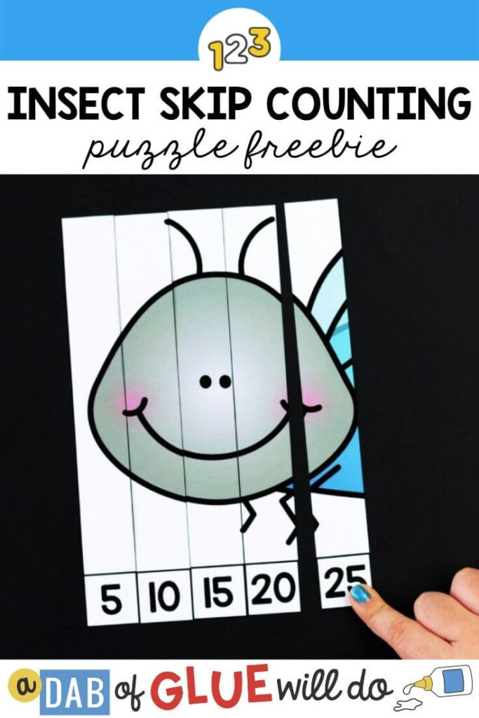A bug puzzle with numbers counting on by 5 at the bottom of each piece