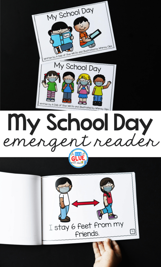 Free printable My School Day emergent readers. Each book focuses on in-class learning or virtual learning options.