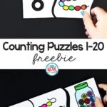 matching number 8 puzzle piece with colorful beads then adding colorful buttons to complete puzzle