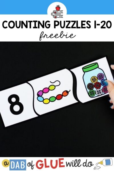 counting to 8 with colorful buttons and beads puzzles