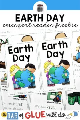 Earth day emergent reader pages, two kids holding the earth on the cover.