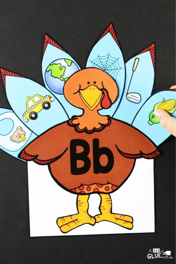 vertical turkey with ending sound letter b