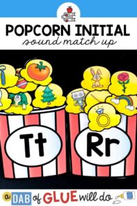 Popcorn Initial Sound Match Up - A Dab of Glue Will Do